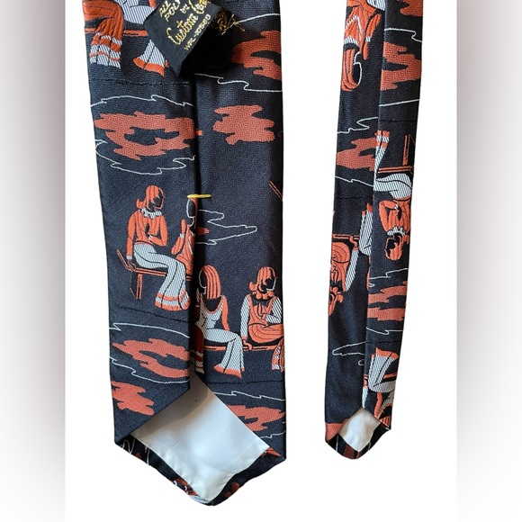 Custom Cravatieur Vintage 70s Hippie Woodstock Outdoor Art to Wear Retro Tie - Picture 5 of 8